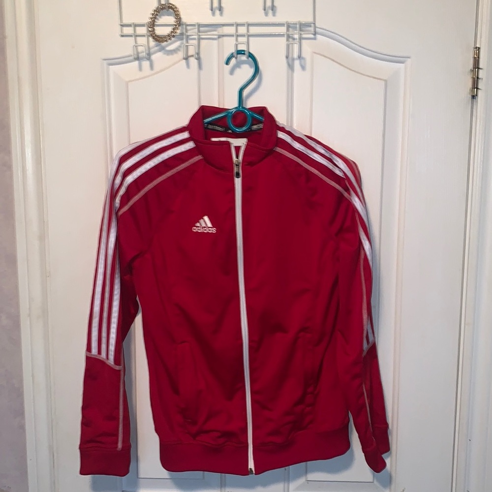 Adidas red and white tracksuit, only been worn once fairly new